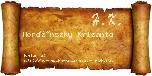 Horánszky Krizanta névjegykártya